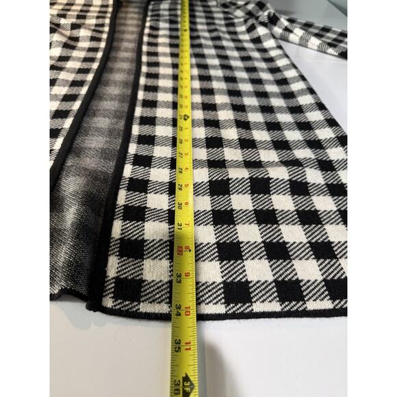 Talbots 1X Wool Blend Plaid Check Long Cardigan Sweater Coat Black White Soft - Picture 7 of 7